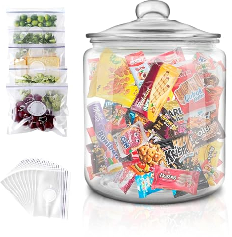 Masthome Barattolo per Biscotti in Vetro, Barattolo Vetro con Coperchio, Vaso di Conservazione, 3.9L, Bocca Larga, Trasparente, Biscottiera Ermetico per Biscotti, Dolciumi, Cereali e Altri Alimenti