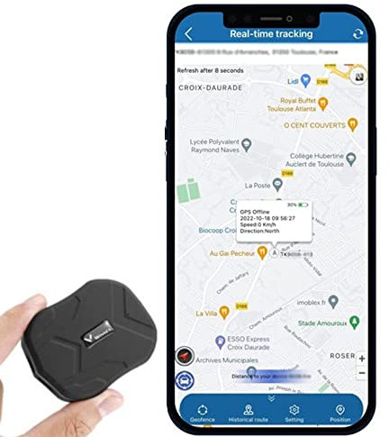 Mini GPS Tracker Auto GPS Tracker Micro 1500mah Mini GPS Tracker mit App IP65 Wasserdicht, Kein Abonnement Erforderlich Geeignet für Autos, Fahrräder, Motorräder