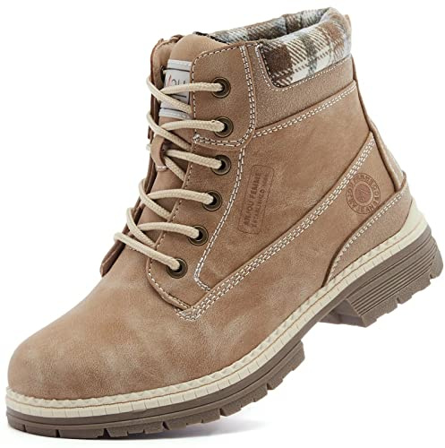 ANJOUFEMME Bottes d'hiver pour femme - Bottes de randonnée et de randonnée - Imperméables - Pour le camping et l'extérieur, marron clair, 40 EU