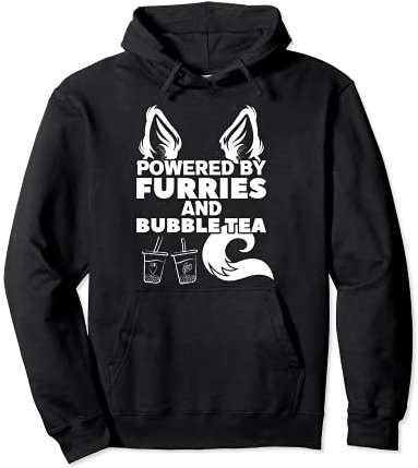 Angetrieben durch Furries und Bubble Tea Furry Pullover Hoodie
