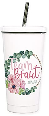 GRAZDesign Trinkbecher mit Deckel und Strohhalm mit Namen personalisiert für Junggesellenabschied JGA Becher, Edelstahl 550ml