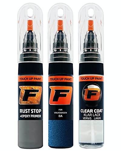 FIRANTO Kit Riparazione Vernice Auto per VW Volkswagen 0A Reef Blue - Set rimuovi Graffi per Vernice Auto 3in1-15ml Primer, Pennarello ritocchi Vernice, Vernice lucidante