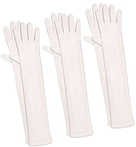 Beistle S60728-WAZ3 3 Paar Abendhandschuhe, Polyester, Ellenbogenlänge, Weiß Awards Night Thema 20's Flapper Kostüm Zubehör, Polyestergewebe