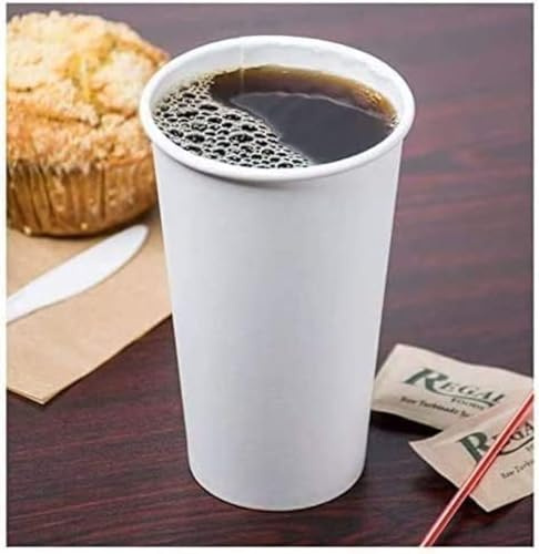 HOT BARGAINS, 20oz Single Wall White Paper Cups for Hot Drinks Premium Disposable Coffee/Tea Paper Cups Perfect for Your Home, Café, Work, Parties or Outdoors. (100/200/500) (50)