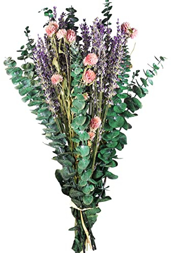 54 Pcs Dried Eucalyptus Stems & Lavender Flowers Bundle for Shower Natural Fresh Eucalyptus Leaves Hanging Eucalyptus Shower Plants for Home and Wedding Decorations
