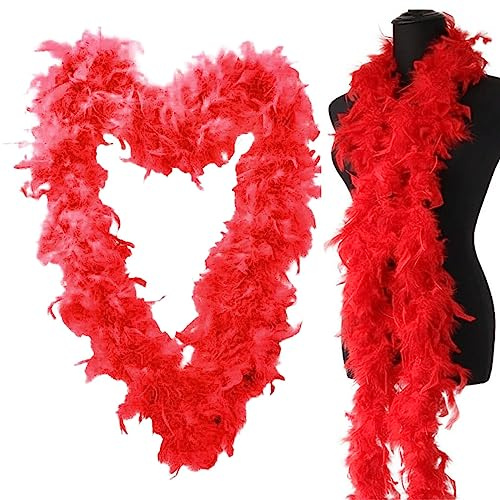 Rote Federboa – 2 Meter Lange Federboa Für Frauen Zum Basteln, Flauschige Federboa, Kostümzubehör Für Mädchen, Weihnachten, Karneval, Tanzen, Hochzeitsfeier