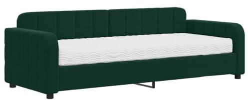 vidaXL Tagesbett, Schlafsofa mit Matratze, Bettsofa Gästebett mit Lattenrost, Sofa Bett für Schlafzimmer Wohnzimmer, Dunkelgrün 80x200 cm Samt
