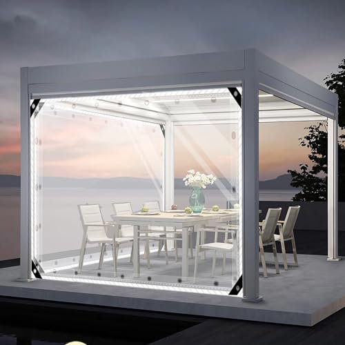 SDLLG Transparente Planen mit Ösen Trennvorhänge PVC Outdoor Plane vorhänge 0,5mm Klar Seitenplane für Pavillons, Pergola, Balkone, Gärten, Garage, Vorbau 3x4m(HxL)