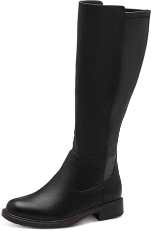 Jana Damen Hohe Stiefel ohne Absatz mit Reißverschluss Vegan, Schwarz (Schwarz), 39 EU