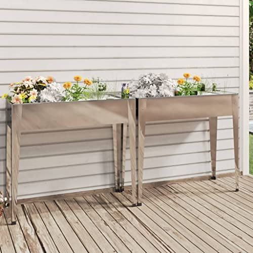Youuihom Fioriere da Giardino Cassette per la Coltivazione di Ortaggi Fioriere da Giardino 2 pz Acciaio Zincato Adatto a Giardini, Balconi, Cortili e Parchi