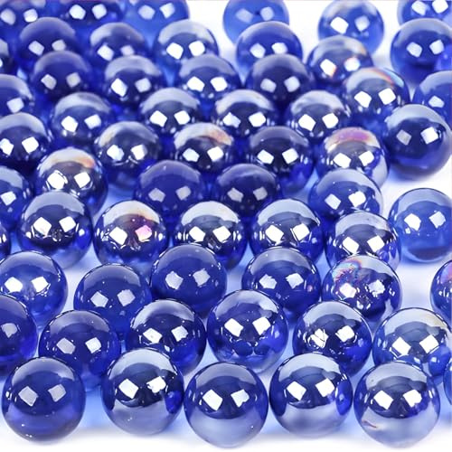 DomeStar 1LB Glass Marbles Bulk, Marbles for Vases 0.63 Inch Vase Fillers Dark Blue Glass Beads for Home Decor