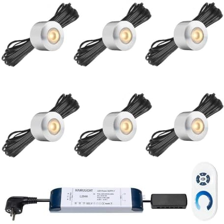 Hamulight LED Aufbaustrahler Terrassenüberdachung Gomera ab mit Fernbedienung | Wintergarten Beleuchtung - Aufbauleuchten - Terrassendach - Überdachung | 3W - Dimmbar - Warmweiß | Set mit 8 Stück