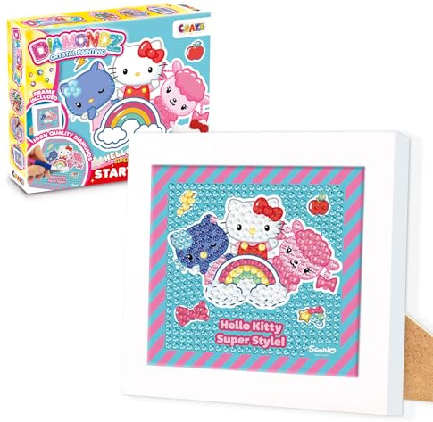 DIAMONDZ Starter Set Hello Kitty, diamantmålning med träram och medföljande verktyg, diamantmålning