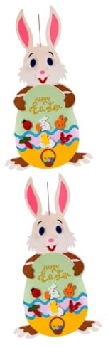 ABOOFAN 2 Sätze Osterhase Kinder Ostern Spielzeug für Kinder Frühlingshandwerk Cartoon-Hase hängende Verzierung Filzanhänger DIY Bastelornamente Karikatur gefühlt Requisiten Rosa