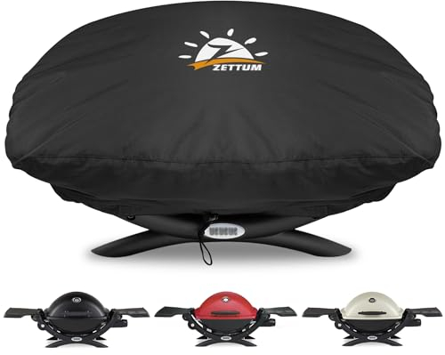 Zettum Grillabdeckung für Weber Q200/2000 Serie, Grill Abdeckung für 7111 Grill Heavy Duty&Wasserdicht, PU abdeckhaube für Weber Q2200, Q2000, Q2400, Q200, Q220 und mehr (83 L x 49 W x 38 H cm)