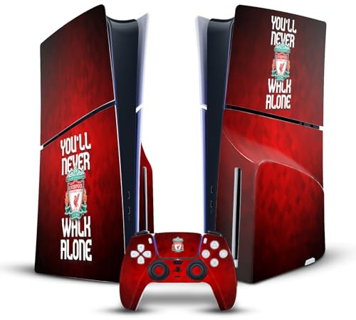 Head Case Designs Officially Licensed Liverpool Football Club YNWA Art Vinyl Sticker Gaming Skin Decal Cover Compatible With Sony PlayStation 5 PS5 Slim Disc Edition Console & DualSense Controller