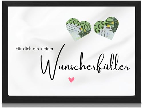 Milaboo® besonderes Geldgeschenk inkl. Rahmen in DIN A5 I Made in Germany I Poster Geschenk mit ausgestanzten Motiven zum Geld hinterlegen (Wunscherfüller neu)