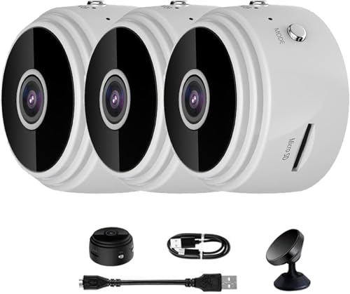 Vista Focus Magnetic Mini Security Camera, Vistafocus Security Camera 360, Mini 1080p HD Wireless Camera, Intelligent Motion Detection, App Controlled, Outdoor and Indoor Use Camera (White 3Pcs)
