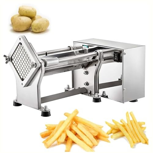 XIXIPIN Cortadora automática de patatas, cortadora y trituradora eléctrica, cortadora automática comercial industrial for uso en cocinas y restaurantes, cuchillas de 3 tamaños