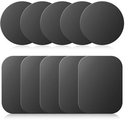 GEEHUA 10 Stück Metallplättchen Selbstklebend, Magnet Für Handy, 5 Rechtecke und 5 Runden