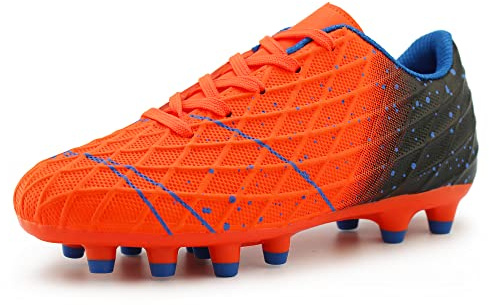 Hawkwell Chaussures de Football pour Enfants, pour l'entraînement et la compétition, en PU Orange, Pointure 30