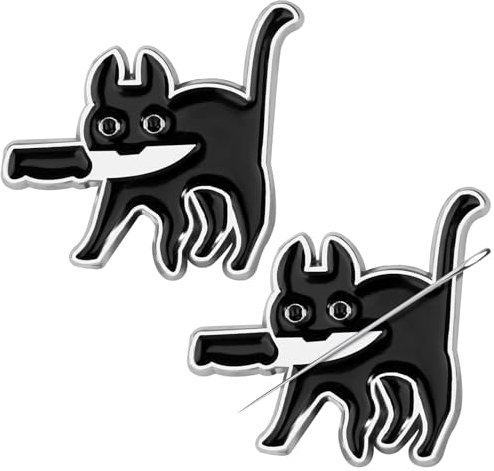 Yeomju 2 Stück Lustige Schwarze Katze Nadel Minder, Nadel Minder Magnet, Magnetischer Nadel Nanny Näharbeiten Zubehör