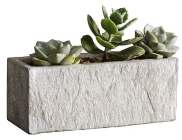 Hhmmei2024-23 Macetas Maceta Rectangular con Raya de Piedra, con Agujeros de Drenaje, Maceta de Cemento, for Dormitorio, Ventana, jardín (3 tamaños) Jardineras(Medio)