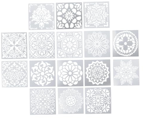 AKOOSY Schablonen mit Blumenmuster Mandala 16 Wiederverwendbare aus Pet Waschbar für Selbstgemacht Malerei und Bastelarbeiten für Kinder und Wanddekoration