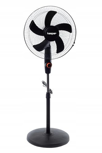 KASPAR Ventilatore a piantana con 3 velocità del vento, funzione oscillante, 40 W, 36 cm, diametro base rotonda, colore nero