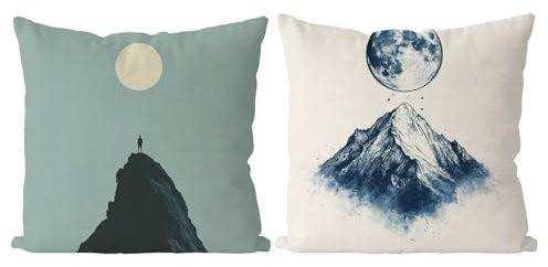 Coussin Exterieur Montagne Housse de Coussin Lot de 2 Abstrait Coussins Canape Taie Oreiller 45x45 Doux Carré Housse de Canapé Coussins d'extérieur pour Decoration Salon,Chambre,Canapé,Chaise T4-908
