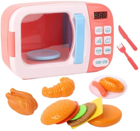 Duroecsain Micro-Ondes pour Jouet, Nourriture sûre pour Petits avec lumière et Son | Micro-Ondes avec minuterie réaliste pour Jeux de rôle pour, Filles et bébés d'âge préscolaire