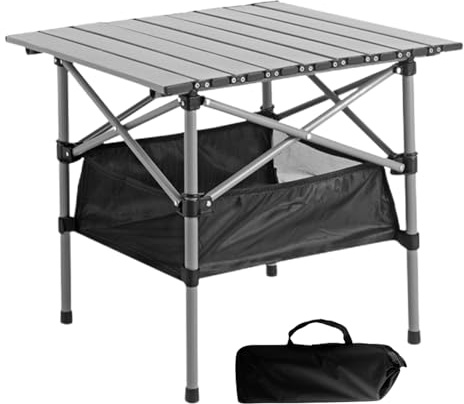 Faltbarer Campingtisch, tragbar, großer Picknicktisch für den Außenbereich, 52 x 50 x 50 x 50 cm, Netz-Aufbewahrungstasche inklusive, Metallrahmen, leicht zu tragen, ideal zum Angeln, Wandern, Garten