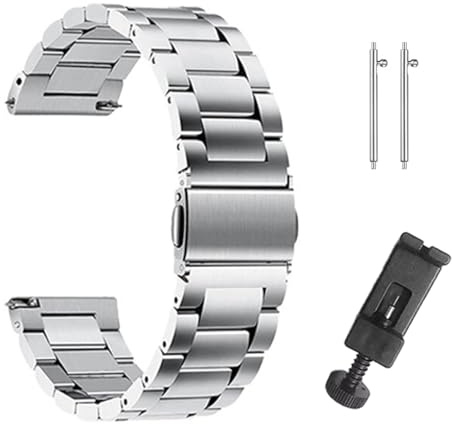 Axvxby Uhrenarmband Metall 22mm - Schwarz Edelstahl Uhrband mit Quick Release für Damen Herren, Uhrenarmband 22mm Bürstester Edelstahl Smartwatch Ersatzarmband