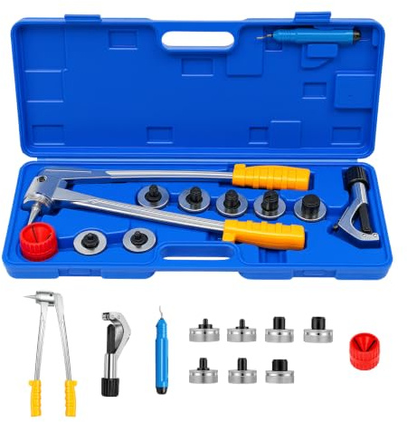 LKHDONG 10-28mm Rohraufweiter Set Manuelle Rohrexpander Aufweitzange Muffenzange Rohraufweitung Satz mit 7 Expansionsköpfen, Rohr Expander für Kupfer- und Aluminiumrohre