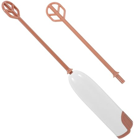 ROMISBABA Batidora Eléctrica Pequeña Para Leche En Polvo, Mezcladora De Mano Mini, Varilla Alargada, Sin Batería, Color Blanco Cálido, Adecuado Para Bebés y Cocina, Pack 2 Unidades