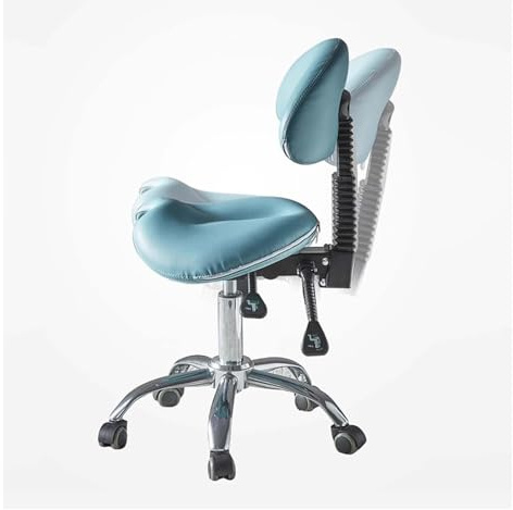 FXLUHAY Drehbarer Sattelhocker mit Rückenlehne for Dentalhygieniker, umweltfreundlicher Salonstuhl mit Funktion