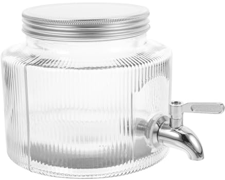 Jarra de Vidrio 2, 8 L Grifo, Acero Inoxidable, Uso Versátil | Gran Capacidad, Mantenimiento Sencillo, Estilo Simple y Moderno, para Cocina y Fiesta, Bebidas Frías