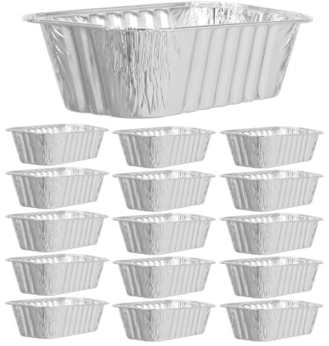 GRIRIW 50 pezzi Teglie Rettangolari in Alluminio Usa e Getta per Pane e Torte Resistenti Alte Temperature Leggere e Compatte Contenitori in Alluminio con Coperchio per Forno e