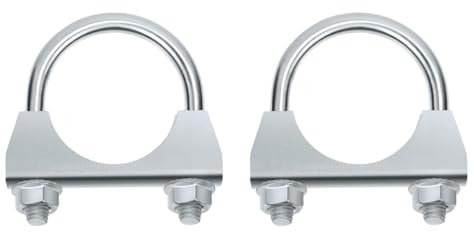 ACOLY Kit de 2 abrazaderas en U de escape galvanizadas de 45 mm, abrazadera de perno en U galvanizada, universal, ideal para conexión de tubos de escape.
