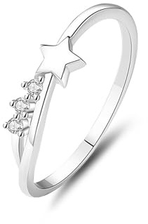 Stfery Stern Diamantring Platin, Verlobungsring Damen Echt Gold Gr.57 (18.1)