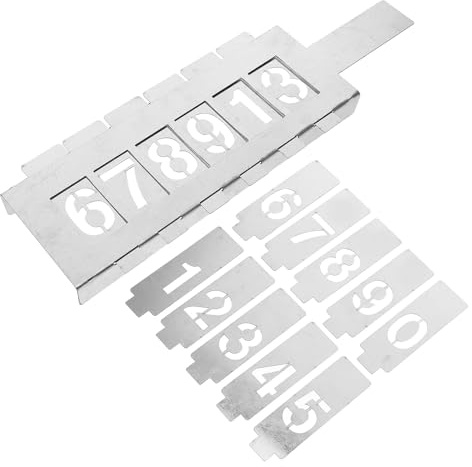 Generic Plantillas de Números Metálicas Perforadas para Pintura en Aerosol 6 Ranuras Galvanizadas Números de 3 CM Reutilizables Resistentes y Fáciles de Limpiar para Manualidades y