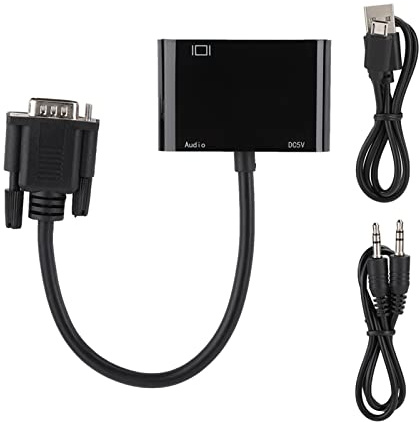 VGA to HDMI Converter Cable, HD Video Adapter with Audio Support, Plug - and - Play VGA Converter for Computer Projector Monitor TV, Includes Micro USB Cable for Easy Setup