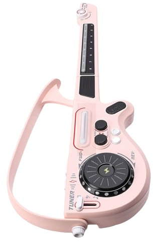 Julihai Kindergitarre, Musik, Elektrisch, Faltbar, Schnurlos, Intelligentes Gitarrenspielzeug mit DJ-Plattenspieler, LED-Leuchten für ab 3 Jahren (Rosa)