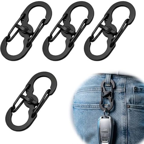 4 Pcs S Carabiner Clip Dual Spring S Shape Keychain Hooks with Secure Lock