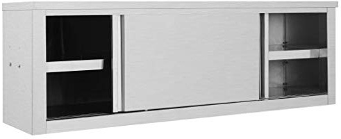 Festnight Wandh?ngeschrank mit Schiebetüren Gastro H?ngeschrank Wandschrank Schrank Küchenschrank Oberschrank 150×40×50 cm Edelstahl