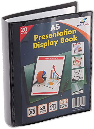 Classeur de présentation à 20 pochettes en plastique transparentes - Format A5-40 vues