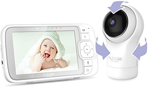 Hubble Nursery View Pro 5 Inch Video Baby Monitor with Remote Pan, Tilt & Zoom, Room Temperature Sensor, Two Way Talk, Soothing Nature Sounds, High Sensitivity Microphone, Infrared Night Vision