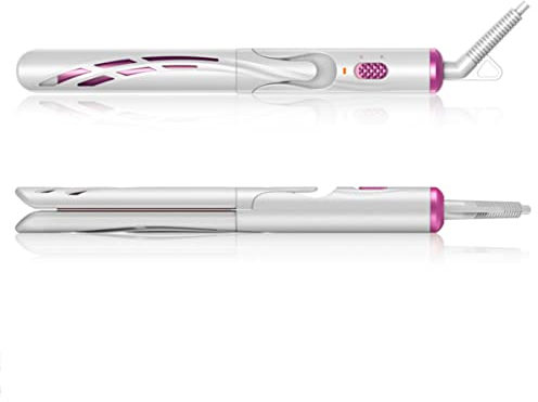ABHI 2 in 1 Glätteisen Hair Straightener & Lockenstäbe Dual-Layer 200°C Konstante Temperatur Reise Styler Elektrischer 28mm / 22mm Locken Ionisch Straight and Curl Haarglätter Iron - Weiß