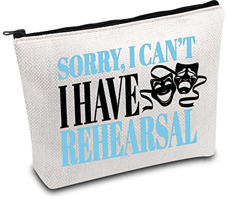 Theater Makeup Bag Drama Actor Actress Gifts Comedy Tragedy Mask Theatre Bag Sorry i Can't i Have Rehearsal Funny Drama Student Gift (I Have Rehearsal)