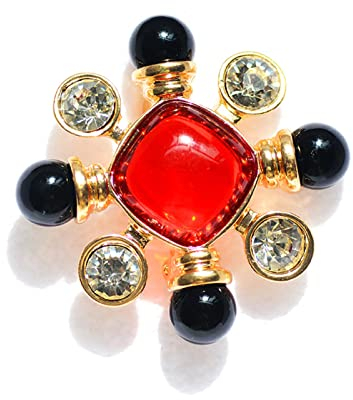 Graviertes Kreuz, Schwarze Perle, Rubin, bunter Schatz, Retro-Brosche, Damenkleidung, Schal, Anstecknadel, Zubehör, Geschenk